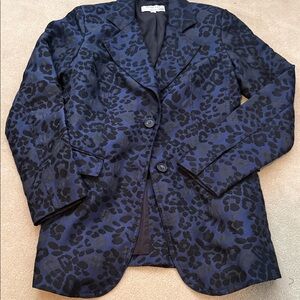 Derek Lam Navy Leopard Print Blazer